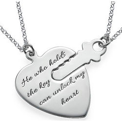 Engraved Key to My Heart Necklace