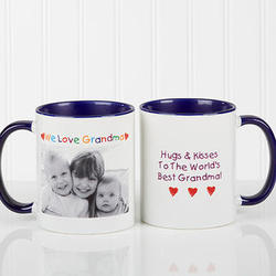Loving Her Personalized Photo Coffee Mug with Blue Handle