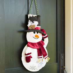 Plush Snowman Door Decor Hanging Holiday Accent