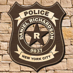 Classic Police Badge Personalized Wall Sign for Officers