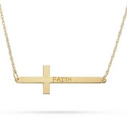 Personalized 14 Karat Gold-Plated Horizontal Cross Necklace
