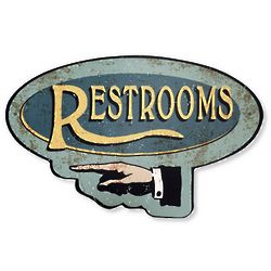 Handcrafted Vintage Restroom Pointing Hand Steel Sign