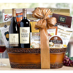 Merlot, Chardonnay and Gourmet Snacks Gift Basket