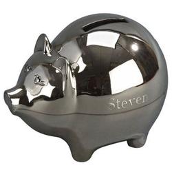 Personalized Non-Tarnish Silver-Tone Piggy Bank
