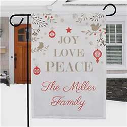 Joy Love Peace Personalized One Sided Garden Flag