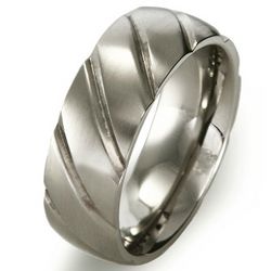 Men's Grooved Stainless Steel Comfort Fit Band
