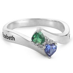 Sterling Opposites Attract Birthstone and Diamond Accent Ring
