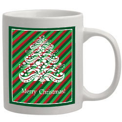 Personalized Tree with Stripes Christmas Coffee Mug