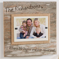 Personalized Reclaimed Beachwood Love Never Ends Picture Frame