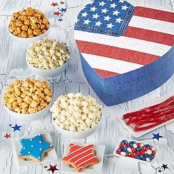 Popcorn and Treats Heart-Shaped Flag Gift Box
