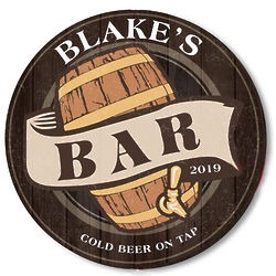 Old Fashioned Beer Barrel Custom Wooden Bar Sign