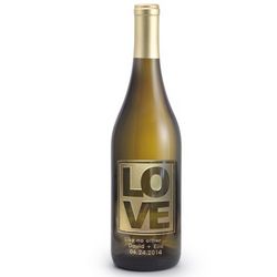 Chardonnay Love Design Etched Wine Bottle