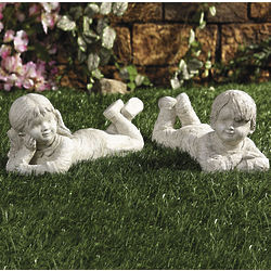 Lying Down Kids Garden Statues