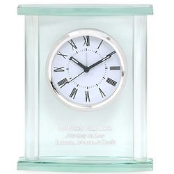 Glass Personalized Table Clock with Silver Finish Accents