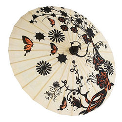 Butterfly Garden Hand Painted Paper Parasol