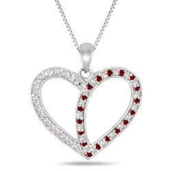 Garnet and Diamond Heart Pendant
