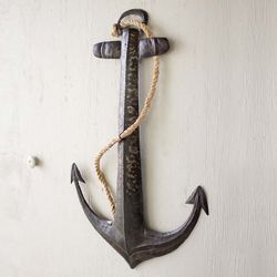 Metal Anchor with Rope Wall Decor