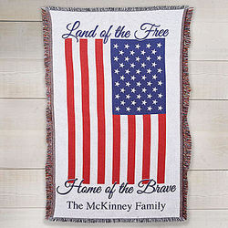 Personalized Home of the Brave Throw Blanket