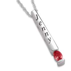 Sterling Silver January Birthstone Bar Necklace