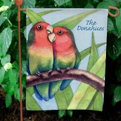 Personalized Love Birds Garden Flag