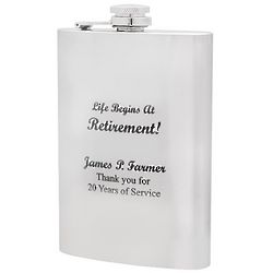 Life Begins at Retirement Personalized Flask