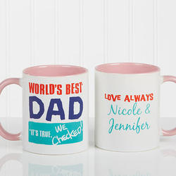 Verified World's Best Dad Coffee Mug with Pink Handle