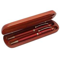 Double Cherry Finish Pen Set with Engraving