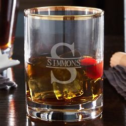 Oakmont Personalized Gold Rim Whiskey Glass