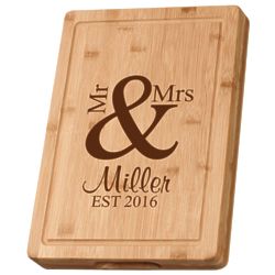 Personalized Mr. & Mrs. Grooved Bamboo Cutting Board