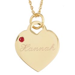 Engraved January Birthstone Heart Charm Necklace