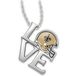 I Love My New Orleans Saints Sterling Silver Pendant Necklace