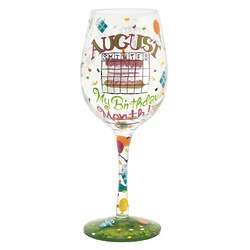 August Birthday Month Wine Glass