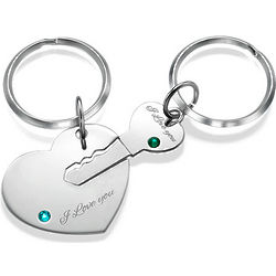 Personalized Couples Heart and Key Keychain