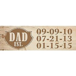 Personalized Dad Established Wood Canvas