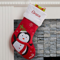 Personalized Santa Claus Lane Penguin Christmas Stocking