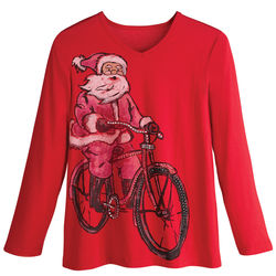 Biking Bling Santa Long Sleeve T-Shirt