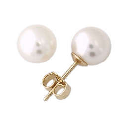 7 - 7.5mm Cultured Round Pearl Stud Earrings