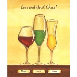 Cheers to Friendship Personalized Three Wine Glasses Print