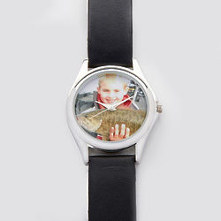 Favorite Faces Leather Band Photo Watch