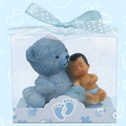 Ethnic Baby Boy and Teddy Bear Baby Shower Favor
