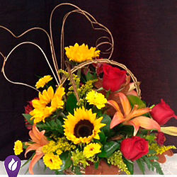 Sunny Basket of Blooms Bouquet