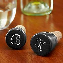 Personalized Black Marble Wine Stoppers