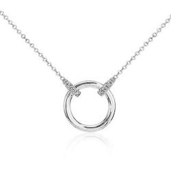 Diamond Double-Bail Circle Necklace in 14k White Gold