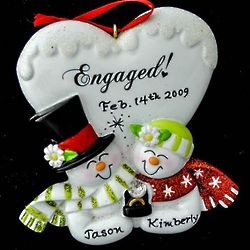 Snow Couple Engaged Personalized Ornament