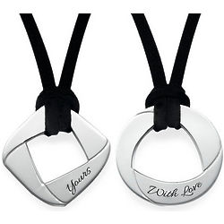 Personalized Couples Square and Circle Necklaces