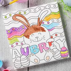 Personalized 5.5" Easter Bunny Coloring Canvas Print