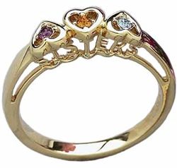 Sisters Birthstone Heart Gold Plated Ring
