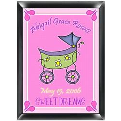 Girl's Personalized Baby Carriage Nursery Wall Sign
