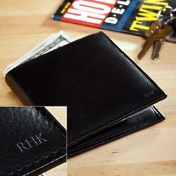 Burlington Personalized Black Leather Bi-Fold Wallet