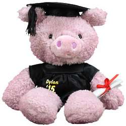 Personalized Graduation Cap and Gown Plush Pig